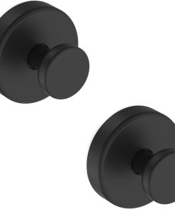 Bntuk Suction Cup Hooks for Shower. Removable Towel Hooks for Bathroom Window Glass Door Wall. Bath Robe Looafh Wreath Hook for Hanging - 2 Pack. Black