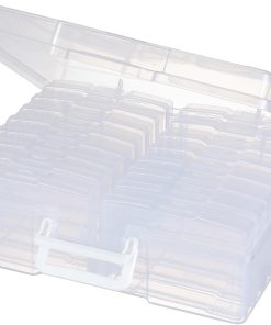 novelinks Transparent 4 x 6 Photo Organizers and Photo Storage Box with Handle. 16 Inner Photo Cases. Portable Picture Organizers & Photo Storage Containers (Clear)