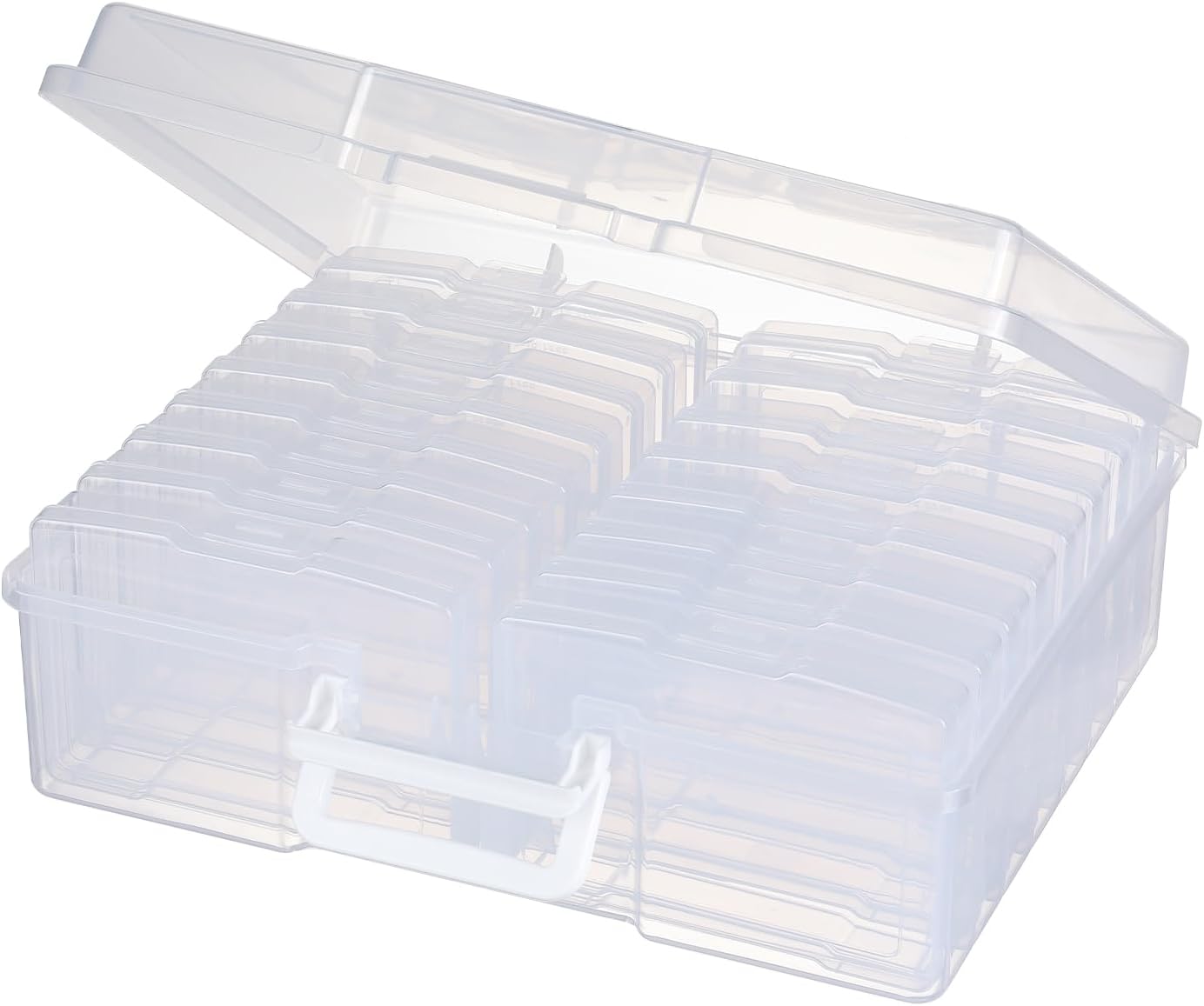 novelinks Transparent 4 x 6 Photo Organizers and Photo Storage Box with Handle. 16 Inner Photo Cases. Portable Picture Organizers & Photo Storage Containers (Clear)