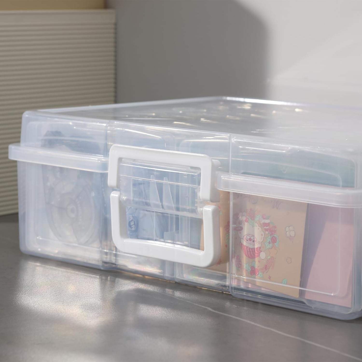 novelinks Transparent 4 x 6 Photo Organizers and Photo Storage Box with Handle. 16 Inner Photo Cases. Portable Picture Organizers & Photo Storage Containers (Clear) - Image 4