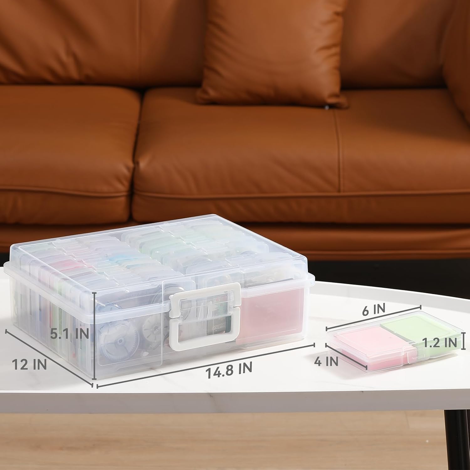 novelinks Transparent 4 x 6 Photo Organizers and Photo Storage Box with Handle. 16 Inner Photo Cases. Portable Picture Organizers & Photo Storage Containers (Clear) - Image 2