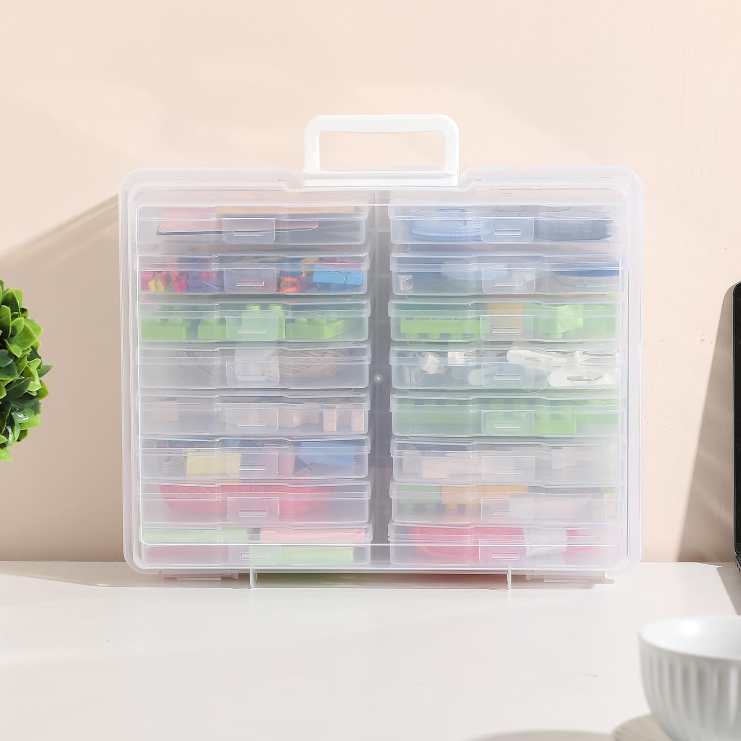 novelinks Transparent 4 x 6 Photo Organizers and Photo Storage Box with Handle. 16 Inner Photo Cases. Portable Picture Organizers & Photo Storage Containers (Clear) - Image 7