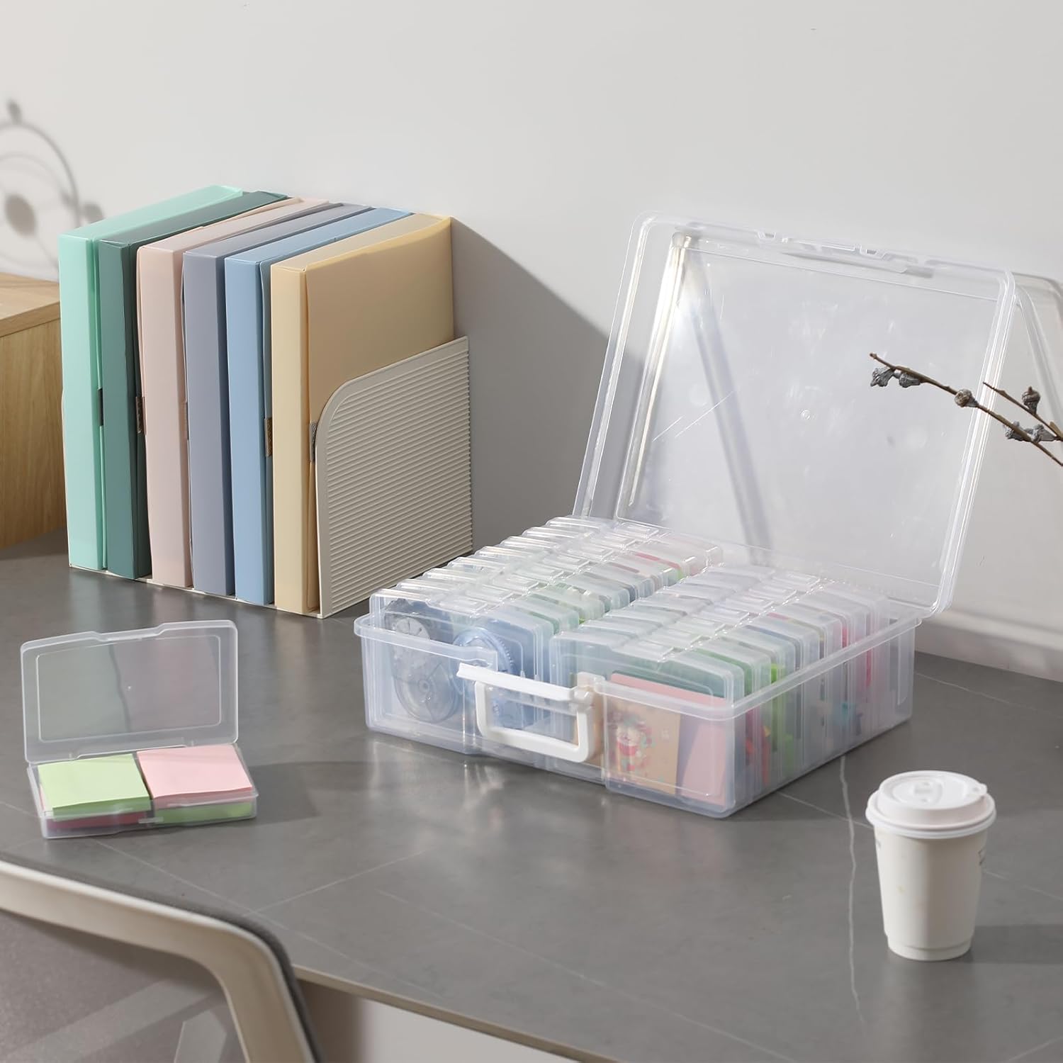 novelinks Transparent 4 x 6 Photo Organizers and Photo Storage Box with Handle. 16 Inner Photo Cases. Portable Picture Organizers & Photo Storage Containers (Clear) - Image 6