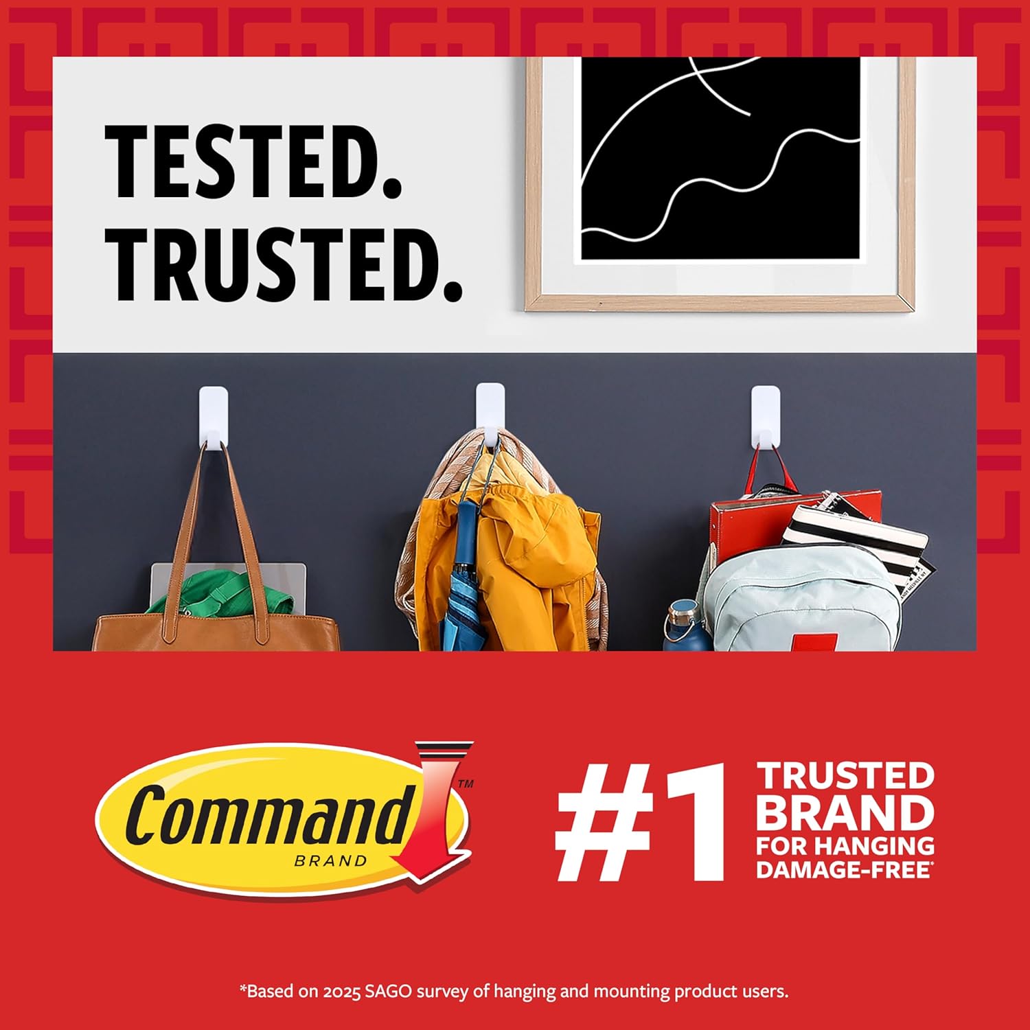 Command Variety Pack. Including 10 Pairs of Picture Hanging Strips. 6 Wire Hooks and 8 Utility Hooks for Hanging Christmas Decorations. Damage Free Hanging Up to 19 Items with Command Strips. 1 Kit - Image 10